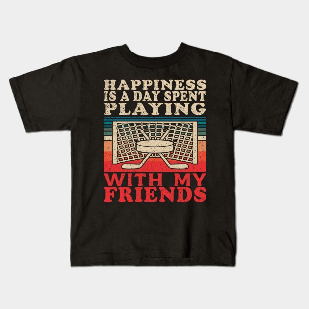 Playing Ice Hockey With My Friends Friendship Quote Kids T-Shirt by JaussZ